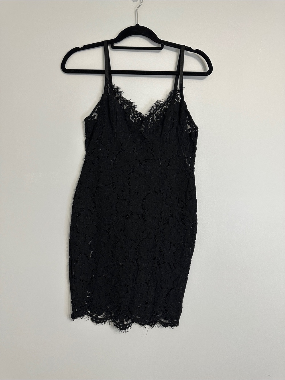 Source Unknown Black Lace Slip Mini Dress